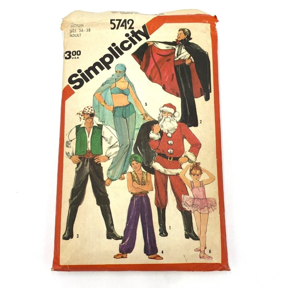 Simplicity Pattern 5742 Halloween Christmas 6 Costumes, Adult Medium 36-38